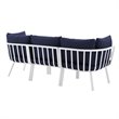 Modway Riverside 3-Piece Outdoor Patio Aluminum Sectional Sofa in White/Navy