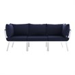 Modway Riverside 3-Piece Outdoor Patio Aluminum Sectional Sofa in White/Navy