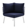 Modway Riverside 3-Piece Outdoor Patio Aluminum Sectional Sofa in White/Navy