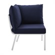 Modway Riverside 3-Piece Outdoor Patio Aluminum Sectional Sofa in White/Navy