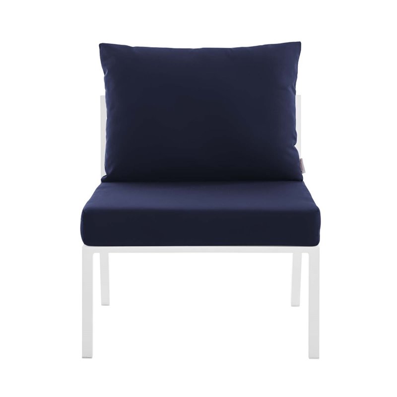 Modway Riverside 3-Piece Outdoor Patio Aluminum Sectional Sofa in White/Navy