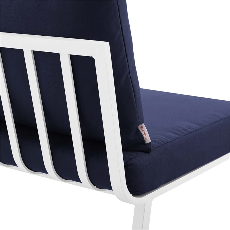 Modway Riverside 3-Piece Outdoor Patio Aluminum Sectional Sofa in White/Navy
