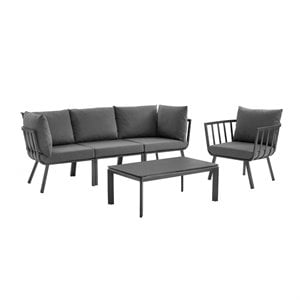 Modway Riverside 5-Piece Outdoor Patio Aluminum Set - Gray/Charcoal