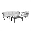 Modway Riverside 5-Piece Outdoor Patio Aluminum Set - Gray/White