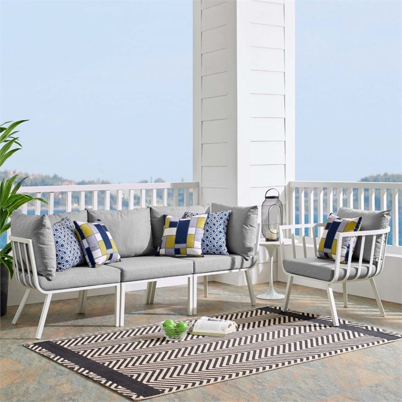 Modway Riverside 4-Piece Outdoor Patio Aluminum Set - White/Gray