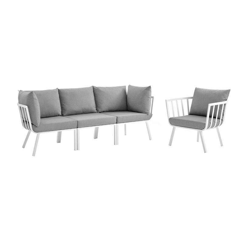 Modway Riverside 4-Piece Outdoor Patio Aluminum Set - White/Gray