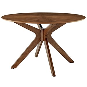 Modway Crossroads 47&quot Round Modern Wood Dining Table in Walnut
