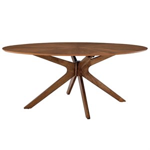 Modway Crossroads 71&quot Oval Modern Wood Dining Table in Walnut