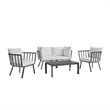 Modway Riverside 5-Piece Outdoor Patio Aluminum Set in Gray and White