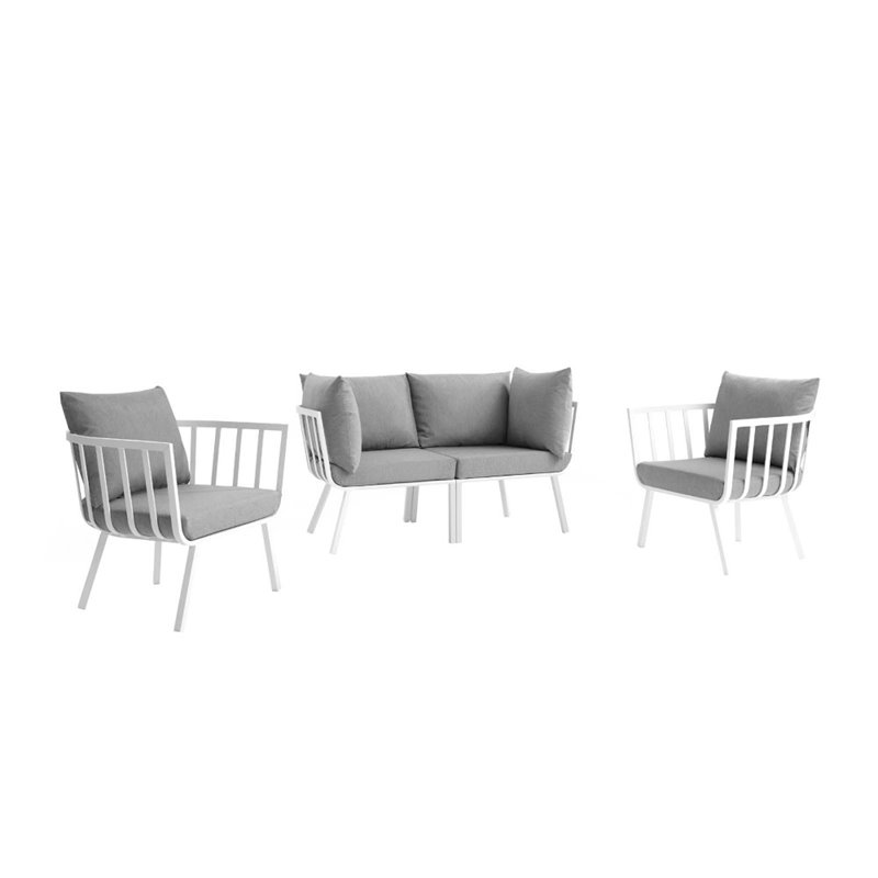 Modway Riverside 4-Piece Outdoor Patio Aluminum Set in White/Gray