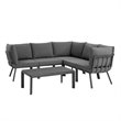 Modway Riverside 6-Piece Outdoor Patio Aluminum Set in Gray and Charcoal