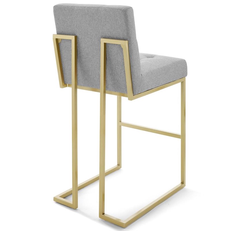 Modway Privy 30" Stainless Steel Polyester Fabric Bar Stool in Gold