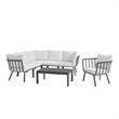 Modway Riverside 7-Piece Outdoor Patio Aluminum Set in Gray/White
