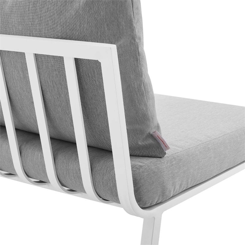 Modway Riverside 7-Piece Outdoor Patio Aluminum Set in White/Gray
