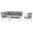 Modway Riverside 7-Piece Outdoor Patio Aluminum Set in White/Gray