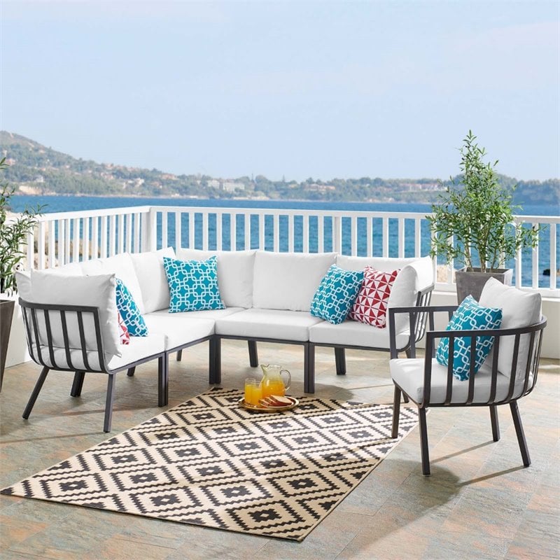 Modway Riverside 6-Piece Outdoor Patio Aluminum Set - Gray/White