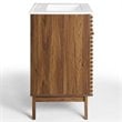 Modway Render Modern Style Wood Bathroom Vanity in Walnut and White