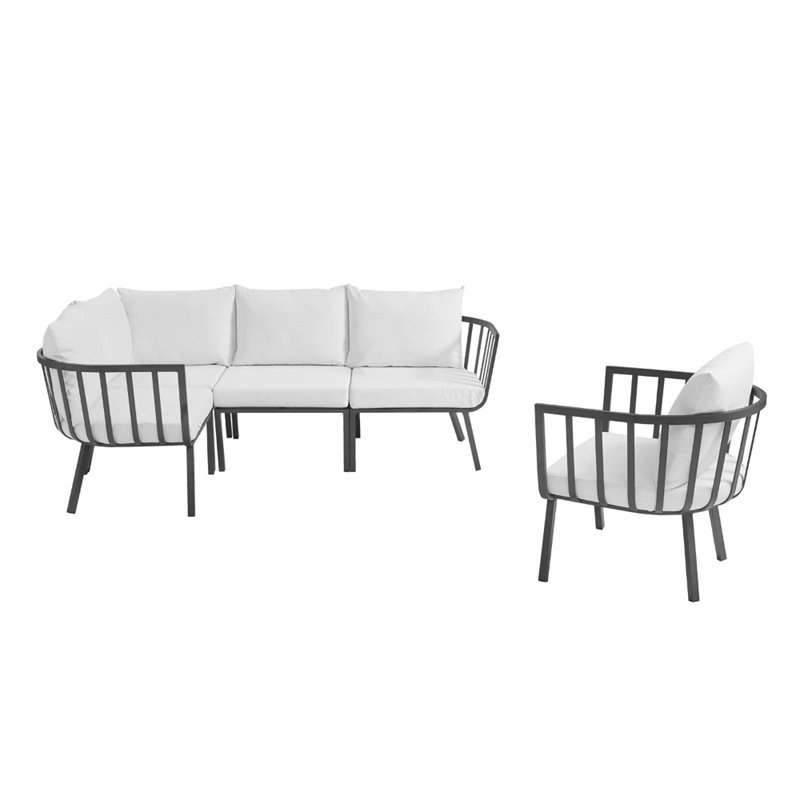 Modway Riverside 5-Piece Outdoor Patio Aluminum Set - Gray and White
