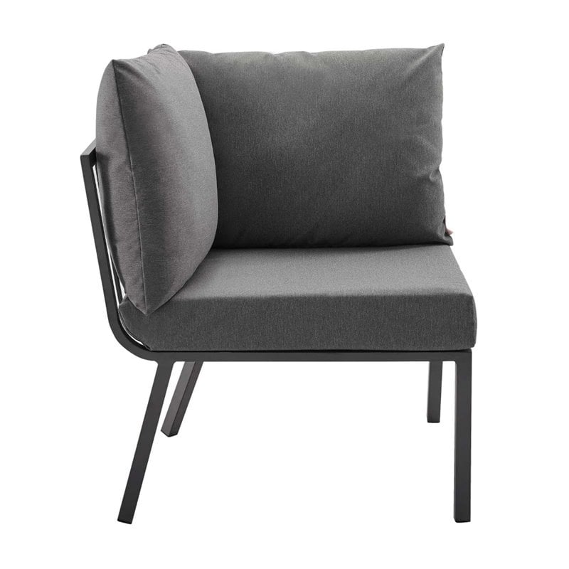 Modway Riverside 5-Piece Outdoor Patio Aluminum Set in Gray/Charcoal