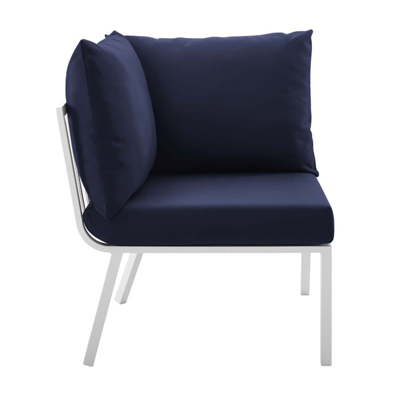 Modway Riverside 5-Piece Outdoor Patio Aluminum Set in White/Navy