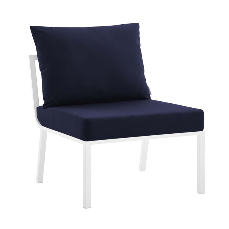 Modway Riverside 5-Piece Outdoor Patio Aluminum Set in White/Navy