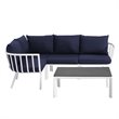 Modway Riverside 5-Piece Outdoor Patio Aluminum Set in White/Navy