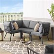 Modway Riverside 4-Piece Outdoor Patio Aluminum Sectional in Gray/Charcoal