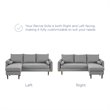 Modway Revive Upholstered Fabric Right or Left Sectional Sofa in Light Gray