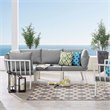 Modway Riverside 4-Piece Outdoor Patio Aluminum Sectional in White/Gray