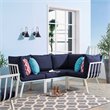 Modway Riverside 4-Piece Outdoor Patio Aluminum Sectional in White/Navy