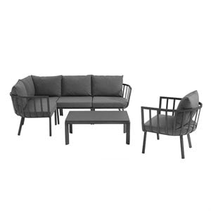 Modway Riverside 6-Piece Outdoor Patio Aluminum Set in Gray/Charcoal