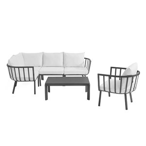 Modway Riverside 6-Piece Outdoor Patio Aluminum Set in Gray/White