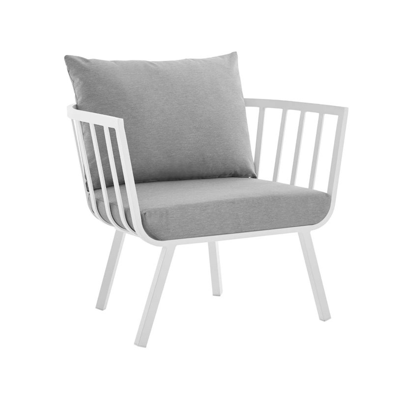 Modway Riverside 6-Piece Outdoor Patio Aluminum Set in White/Gray