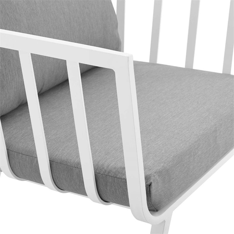 Modway Riverside 6-Piece Outdoor Patio Aluminum Set in White/Gray
