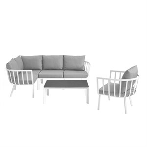 Modway Riverside 6-Piece Outdoor Patio Aluminum Set in White/Gray