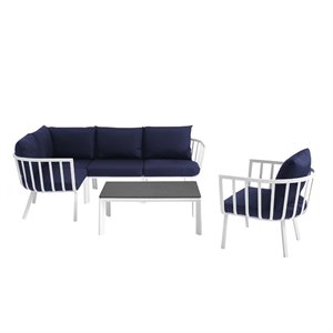 modway riverside 6 piece aluminum patio l shaped sectional set