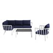 Modway Riverside 6-Piece Outdoor Patio Aluminum Set in White/Navy