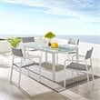 Modway Raleigh 5-Piece Aluminum Fabric Outdoor Patio Dining Set in White/Gray