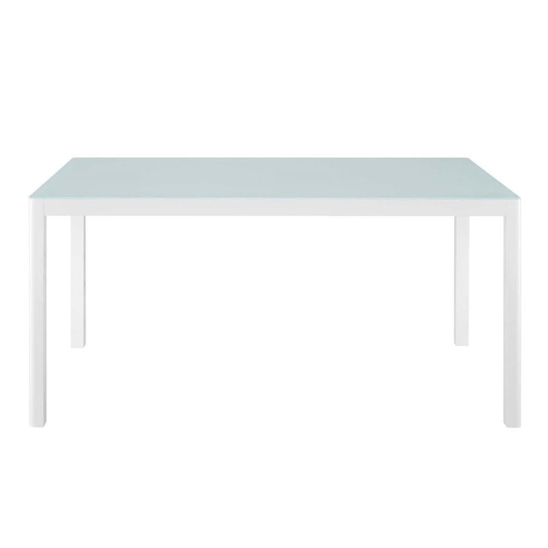Modway Raleigh 5-Piece Aluminum Fabric Outdoor Patio Dining Set in White/Gray