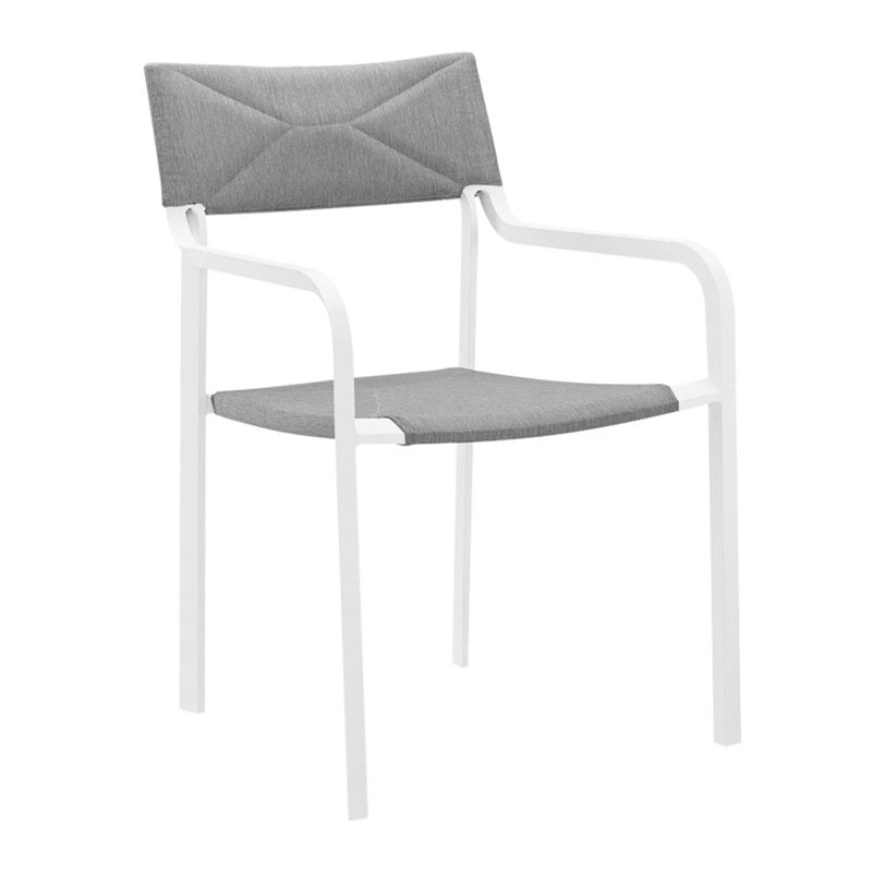 Modway Raleigh 5-Piece Aluminum Fabric Outdoor Patio Dining Set in White/Gray