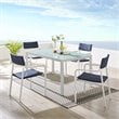 Modway Raleigh 5-Piece Aluminum Fabric Outdoor Patio Dining Set in White/Navy
