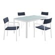 Modway Raleigh 5-Piece Aluminum Fabric Outdoor Patio Dining Set in White/Navy