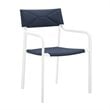 Modway Raleigh 7-Piece Aluminum Fabric Outdoor Patio Dining Set in White/Navy