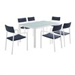 Modway Raleigh 7-Piece Aluminum Fabric Outdoor Patio Dining Set in White/Navy