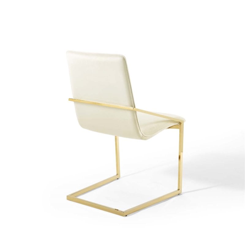 modway pitch 20.5&quot velvet and stainless steel dining armchair in gold/ivory