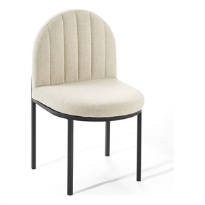 Modway Isla 18&quot Channel Tufted Fabric Dining Side Chair in Black/Beige