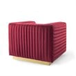Modway Charisma Channel Tufted Performance Velvet Accent Armchair in Maroon