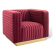 Modway Charisma Channel Tufted Performance Velvet Accent Armchair in Maroon