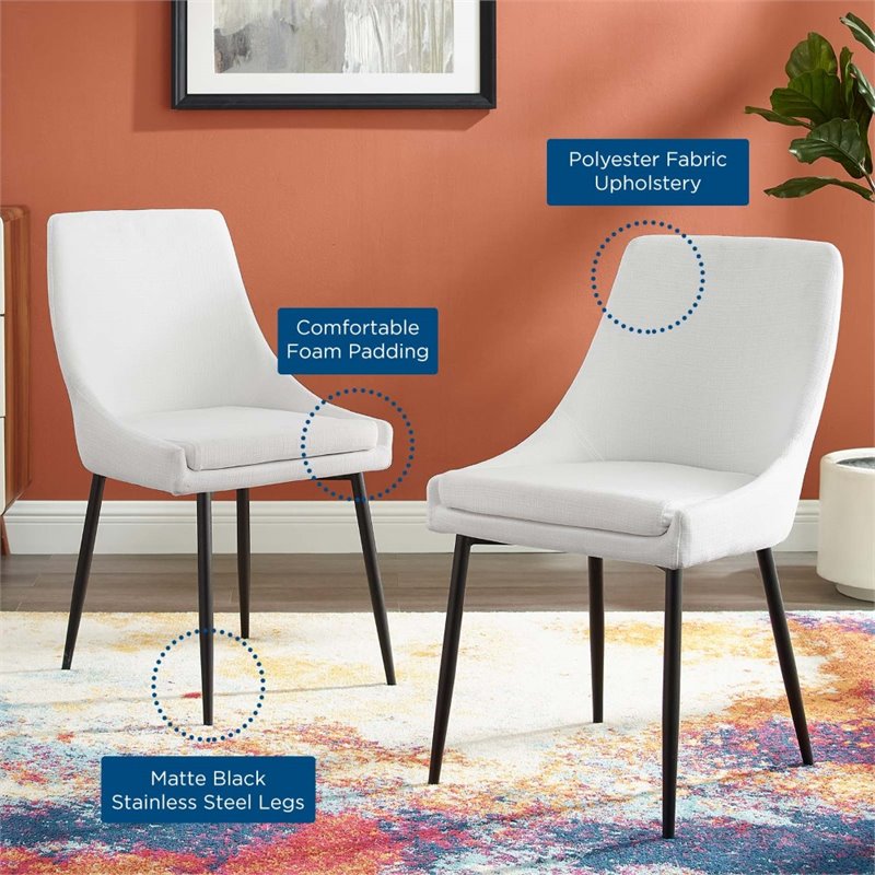 Modway Viscount Upholstered Dining Chairs In Black And White Set Of 2 Eei 3809 Blk Whi