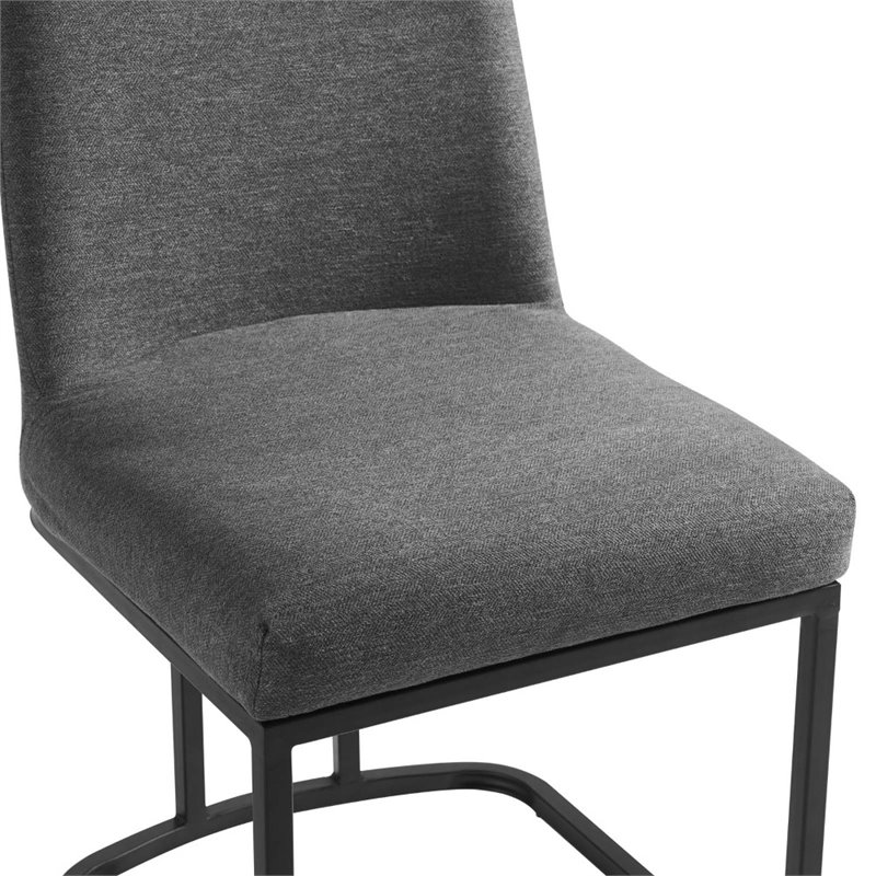 Modway Amplify Upholstered Fabric Sled Base Dining Chair in Black Charcoal